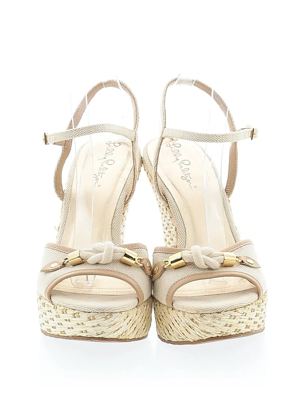 Lilly Pulitzer Cream Wedge Espadrille Sandals with Ankle Strap